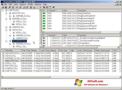 Képernyőkép Dependency Walker Windows 7