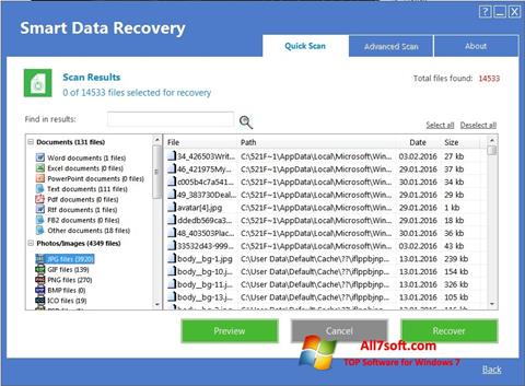 Képernyőkép Smart Data Recovery Windows 7