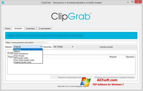 Képernyőkép ClipGrab Windows 7