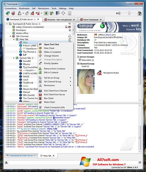 Képernyőkép TeamSpeak Windows 7