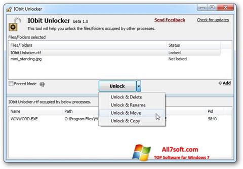 Képernyőkép IObit Unlocker Windows 7