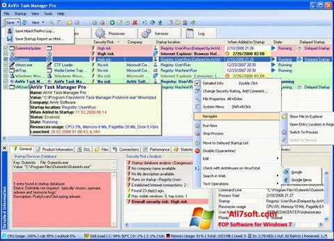 Képernyőkép AnVir Task Manager Windows 7