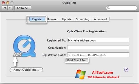Képernyőkép QuickTime Pro Windows 7