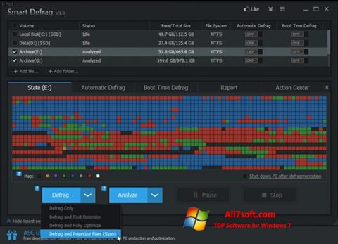 Képernyőkép Smart Defrag Windows 7
