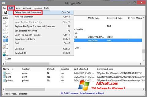 Képernyőkép Unassociate File Types Windows 7