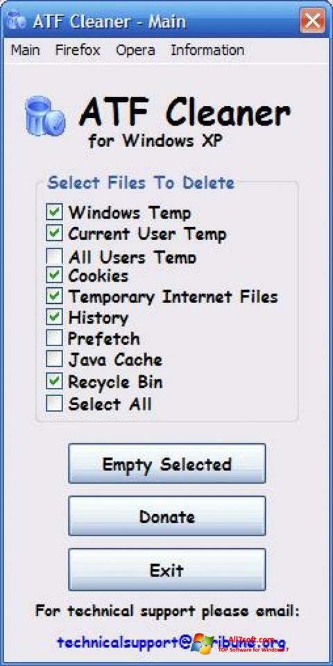 Képernyőkép ATF Cleaner Windows 7