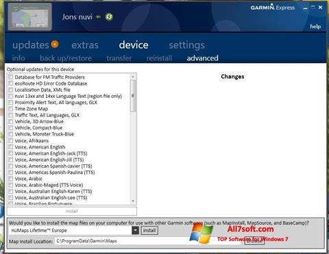 Képernyőkép Garmin Express Windows 7