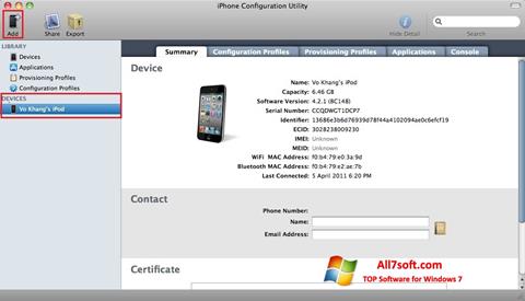 Képernyőkép iPhone Configuration Utility Windows 7