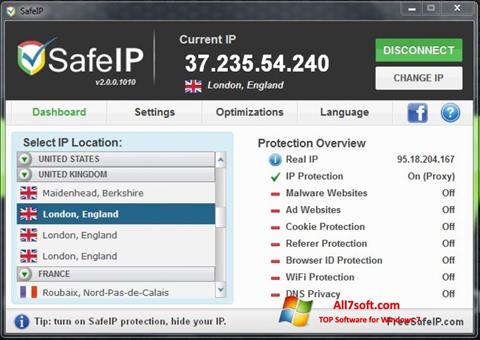 Képernyőkép SafeIP Windows 7