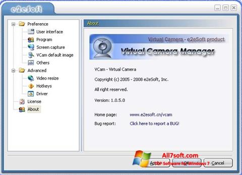 Képernyőkép VCam Windows 7