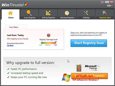 Képernyőkép WinThruster Windows 7