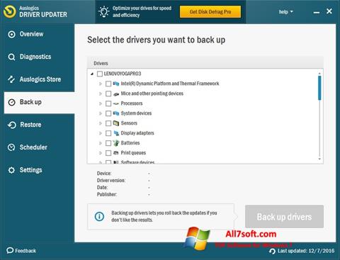 Képernyőkép Auslogics Driver Updater Windows 7