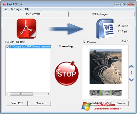 Képernyőkép First PDF Windows 7