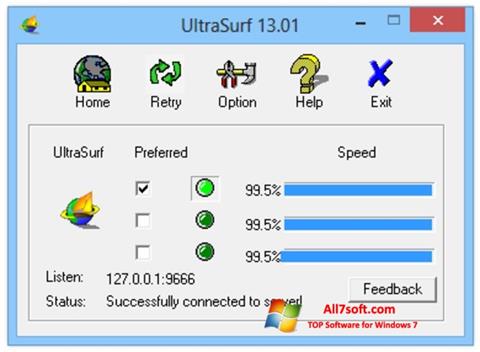 Képernyőkép UltraSurf Windows 7