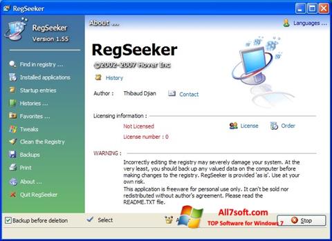 Képernyőkép RegSeeker Windows 7