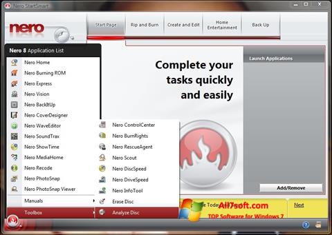 Képernyőkép Nero StartSmart Windows 7