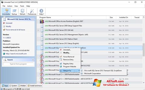 Képernyőkép Uninstall Tool Windows 7