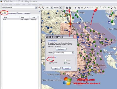 Képernyőkép MapSource Windows 7