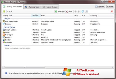 Képernyőkép Startup Delayer Windows 7