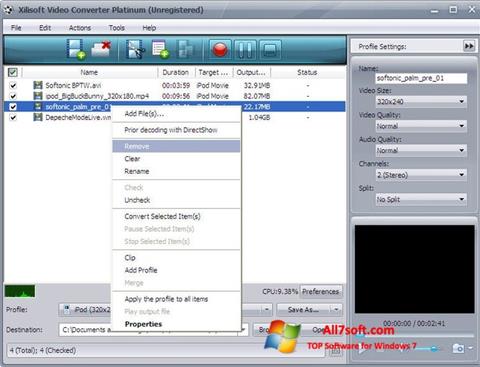 Képernyőkép Xilisoft Video Converter Windows 7