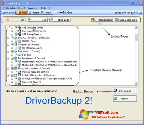 Képernyőkép Driver Backup Windows 7