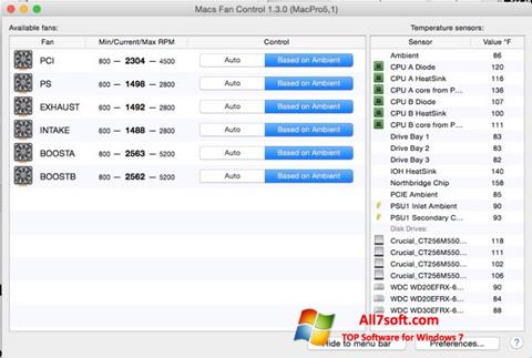 Képernyőkép Macs Fan Control Windows 7