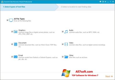 Képernyőkép EaseUS Data Recovery Wizard Windows 7