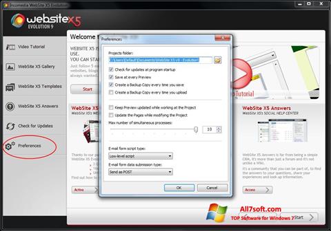 Képernyőkép WebSite X5 Windows 7