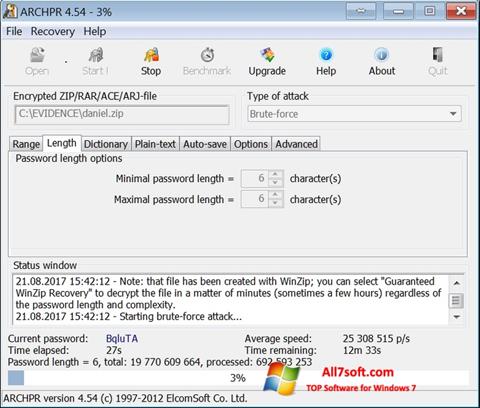 Képernyőkép Advanced Archive Password Recovery Windows 7