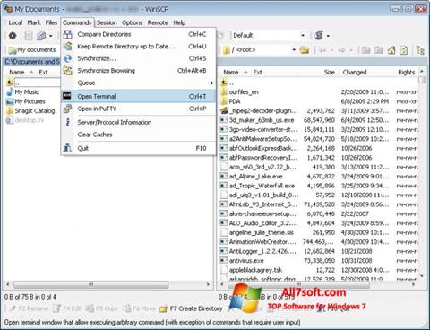 Képernyőkép WinSCP Windows 7