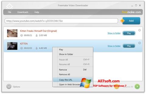 Képernyőkép Freemake Video Downloader Windows 7